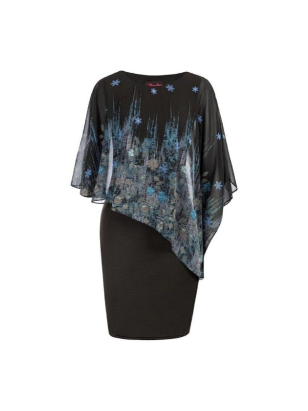 **Hanna Nikole** Women's Cape Dress Chiffon Overlay Bodycon Pencil Dress